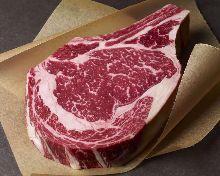 Marbled ribeye steak from Church Farms